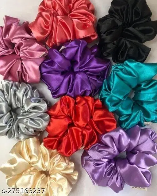Pure Silk Scrunchies for Women, Pack of 12 (Multicolor)