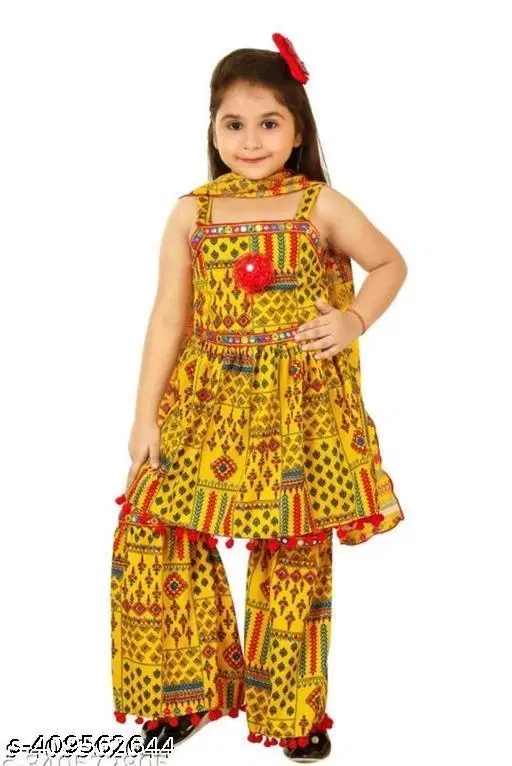 Ethnic Motif Cotton Set for Infants (Yellow, 1-2 Years)