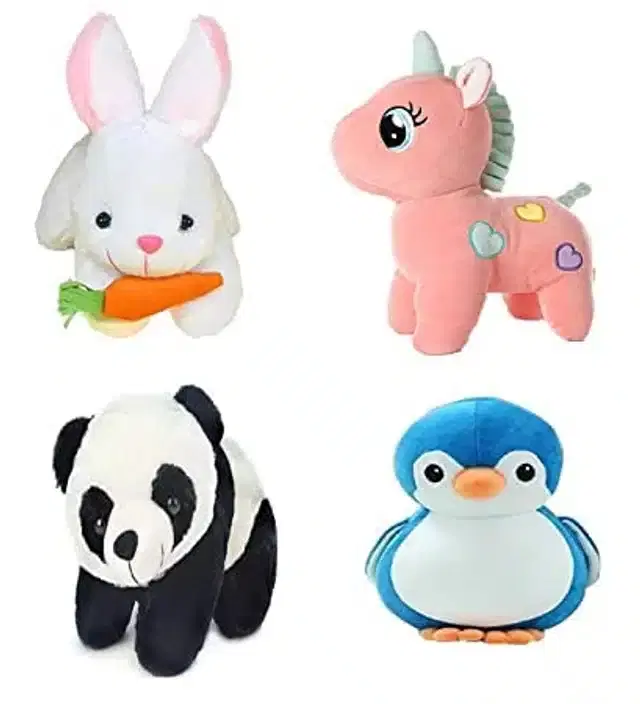 Soft Toys for Kids, Pack of 4, Multicolor
