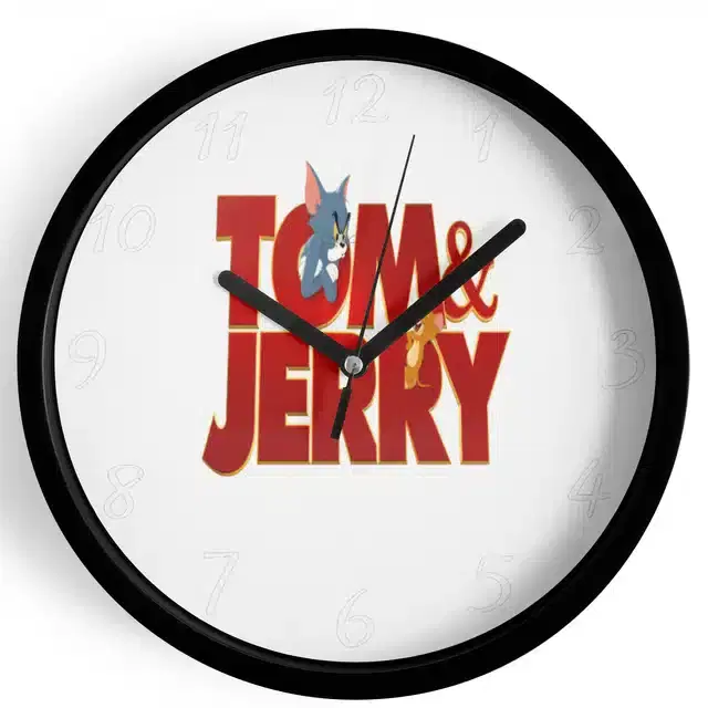 Analog Tom & Jerry Wall Clock for Home, Black, 7 Inches
