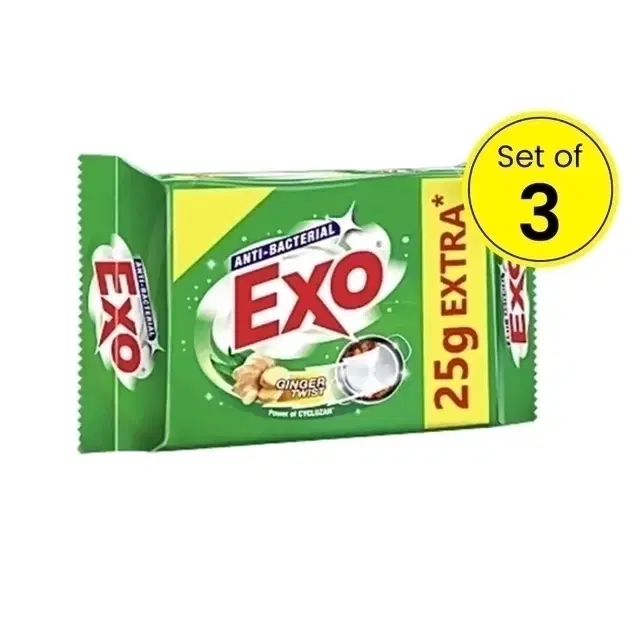 Exo Anti-Bacterial Dishwash Bar 3X(105 g + 50 g Extra) (Pack of 3)
