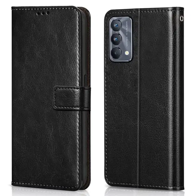 Artificial Leather Mobile Flip Cover for Realme RMX3360 / GT Master Edition (Black)
