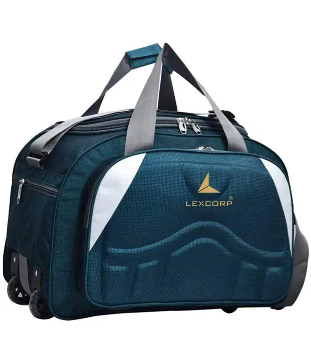 Polyester Solid Waterproof Duffel Bag with Wheels, Green, 60 L