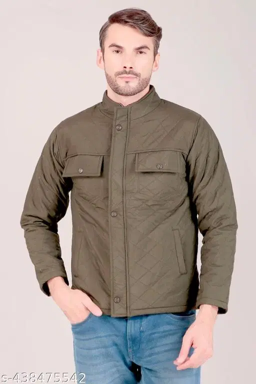 PU Jacket for Men (Brown, M)