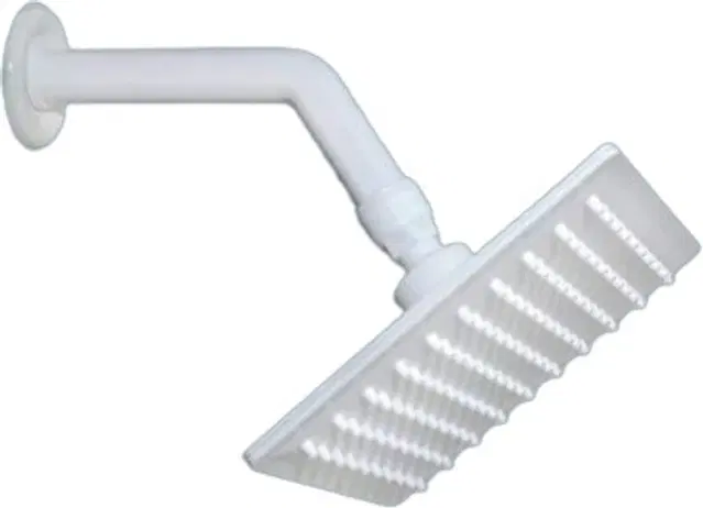Plastic Shower Head, 6x6 inches with 9" Arm Complete Shower Set, White, Set of 1