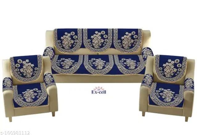 Polycotton 5 Seater Sofa Covers, Blue, Set of 1