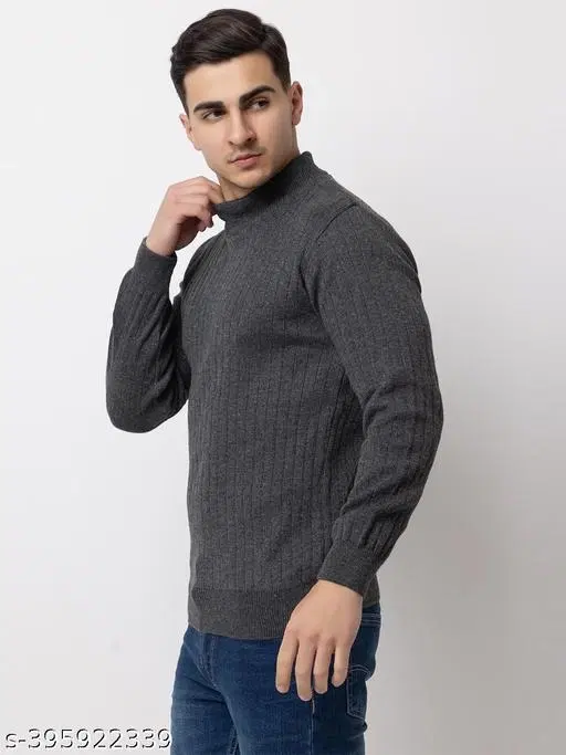 Full Sleeves Sweater for Men (Grey, XL)
