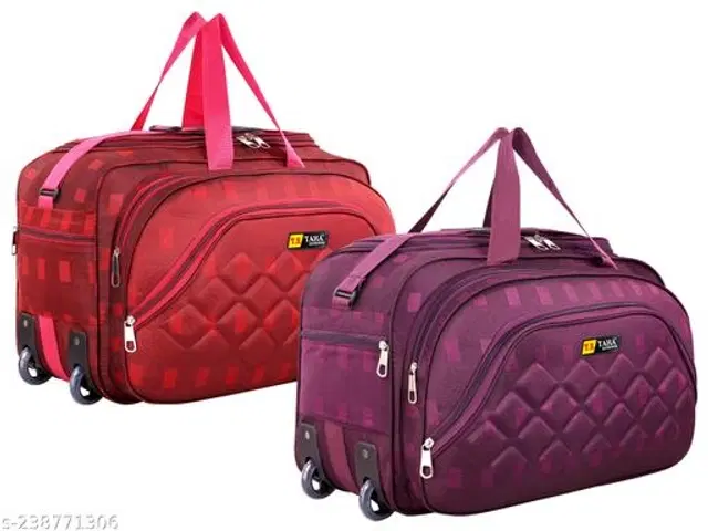 Polyester Duffel Bags, Purple & Red, Pack of 2