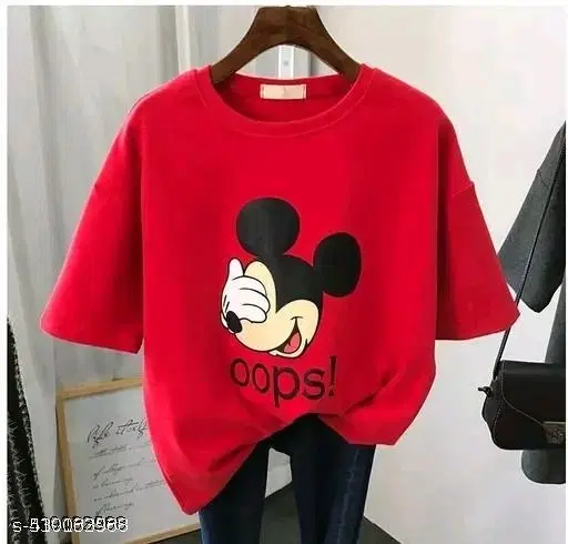 Cotton Blend T-shirt for Women, Red (S)