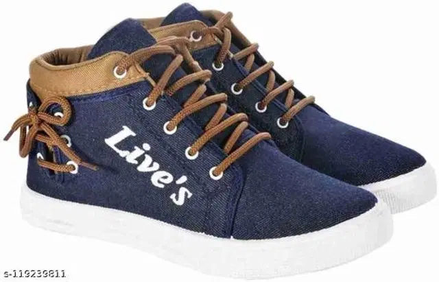 Boots for Men (Tan & Navy Blue, 9)