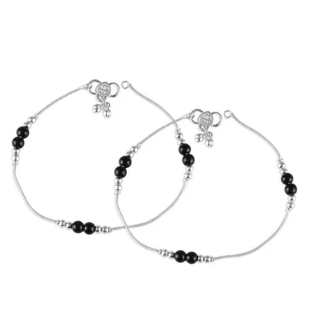 Traditional Brass Women Anklets (Silver) (VFJ-110)