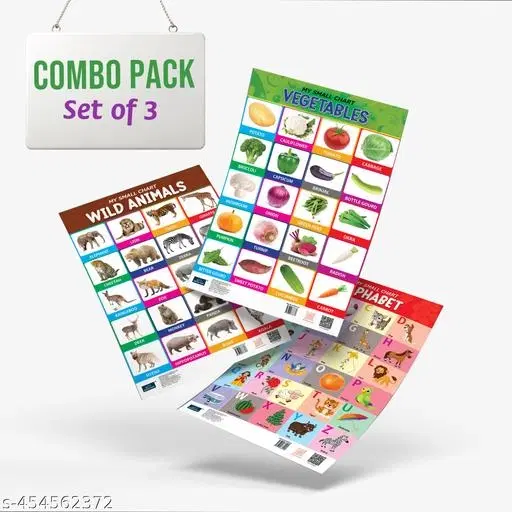 Bookford Publications My small chart Alphabet+Wild Animals & Vegetables (Set of 3)