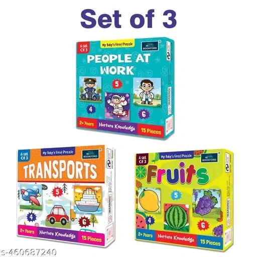 My Baby'S First People at work & Fruits & Transports Puzzle Game & Fun And Learning 45 Pieces ( Set of 3)
