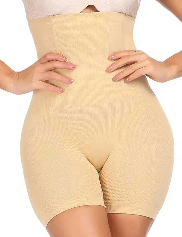 Women’s Cotton Lycra Tummy Control 4-in-1 Blended High Waist Tummy & Thigh Shapewear (S602)