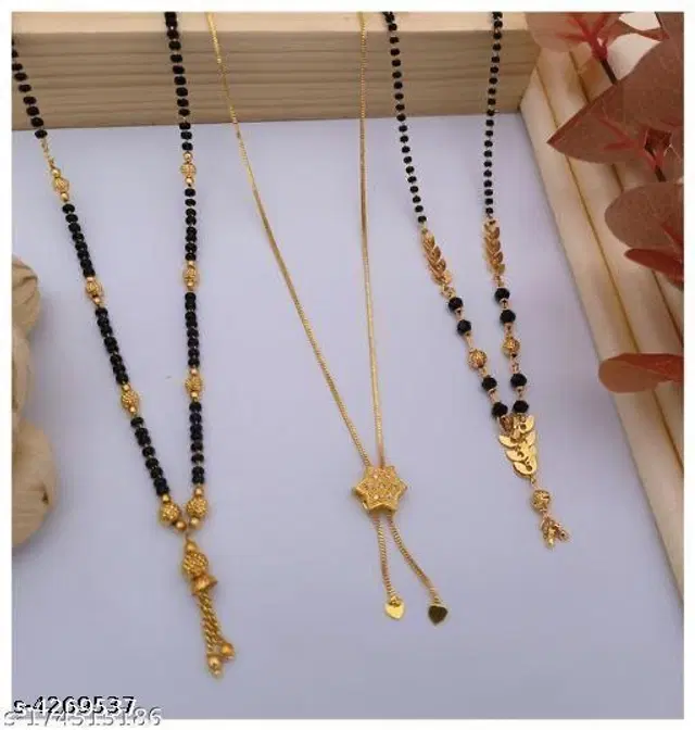 Alloy Mangalsutra for Women, Pack of 3 (Multicolor)