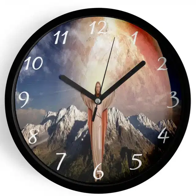 Plastic Jesus Printed Wall Clock, Multicolor, 10x10 Inches