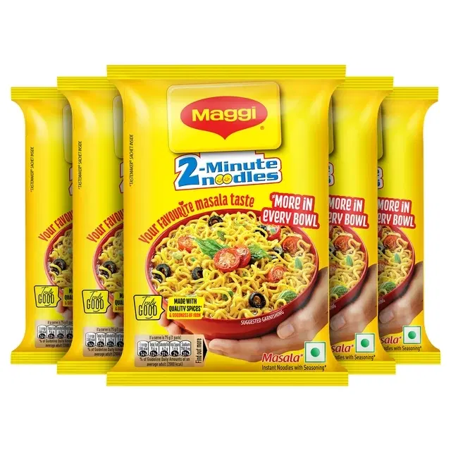 Maggi 2-Minute Instant Noodles Masala 5X75 g (Pouch) (Set of 5)
