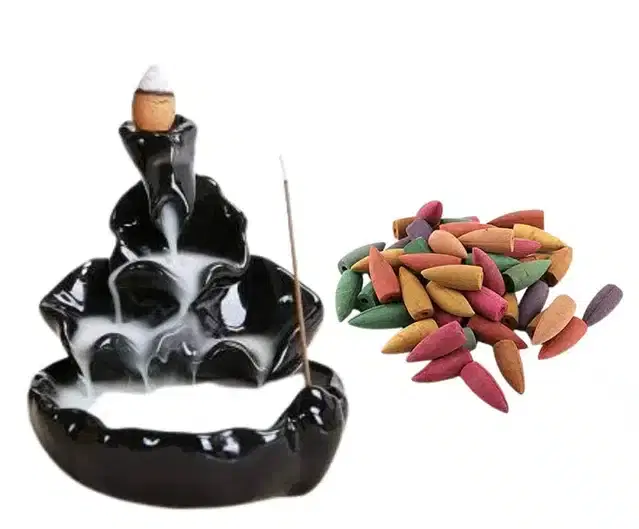 Handcrafted Polyresin Backflow Incense Holder, Multicolor