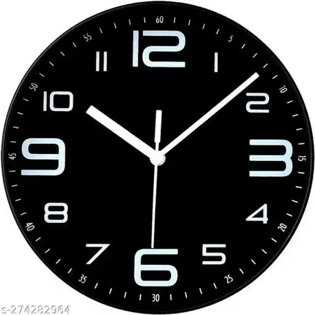 Plastic Analog Wall Clock, Black & White