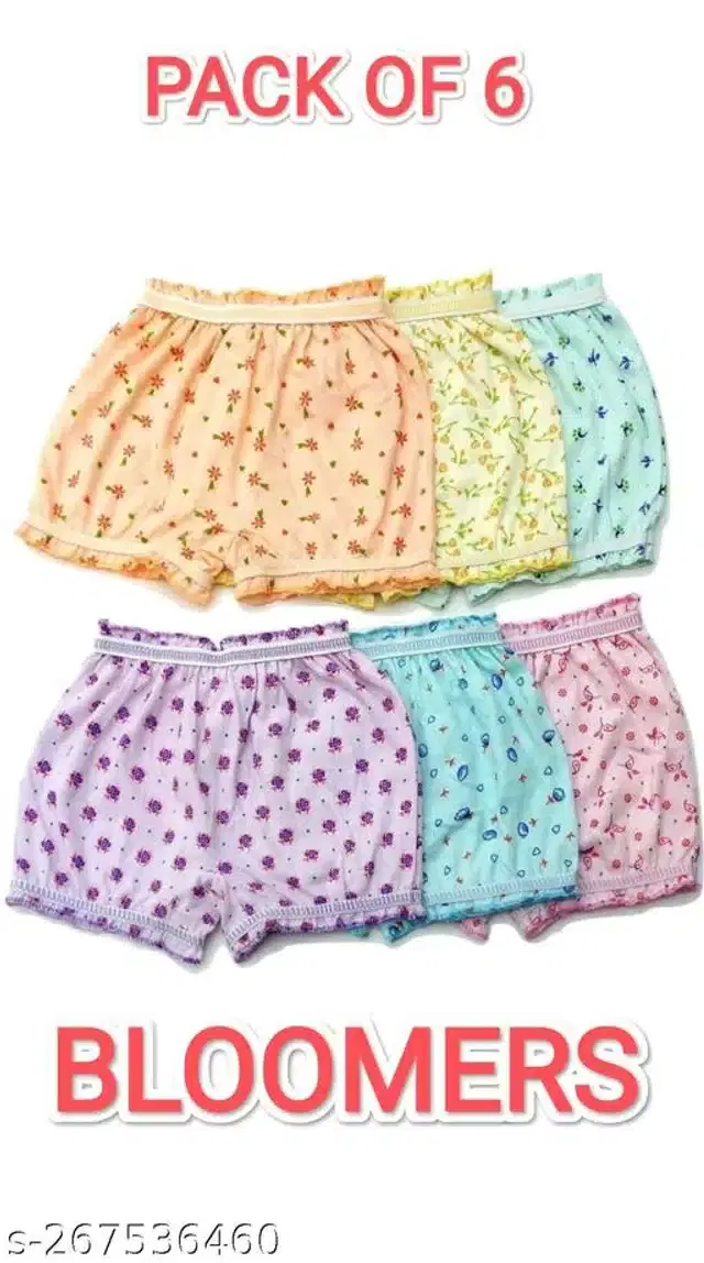 Cotton Innerwear Shorts for Kids, Pack of 6 (Multicolor, 0-3 Months)