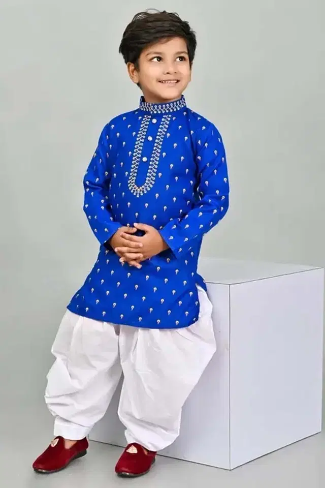 NFC Creation Boys Kurta Sets, Bundi 240_Blue_Pyjama_16 (4-5 Years)