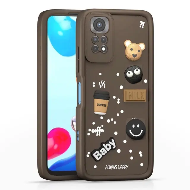 Silicone Mobile Back Cover for Redmi Note 11s  / Note 11 (Brown)