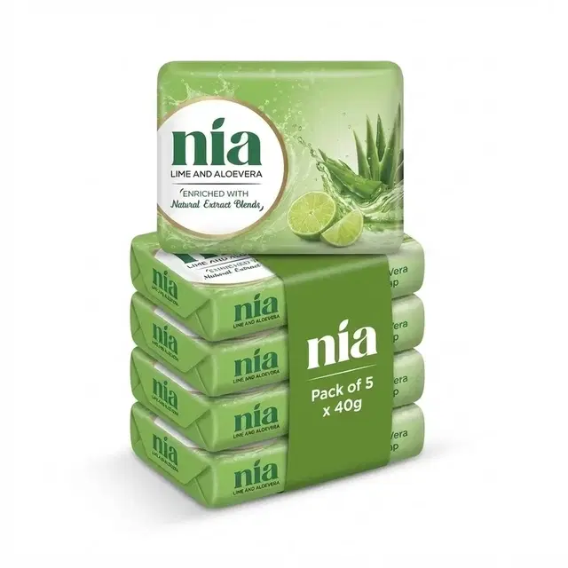 Nia Lime and Aleo vera Bathing Soap 5X40 g (Pack of 5)