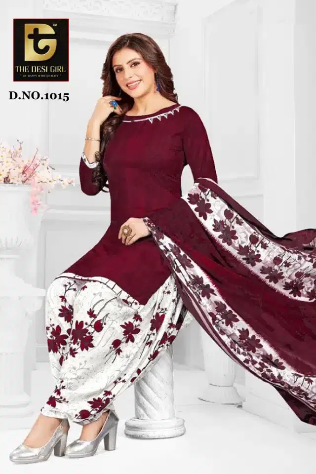 Synthetic Unstitched Dress Material for Women & Girls (Maroon)