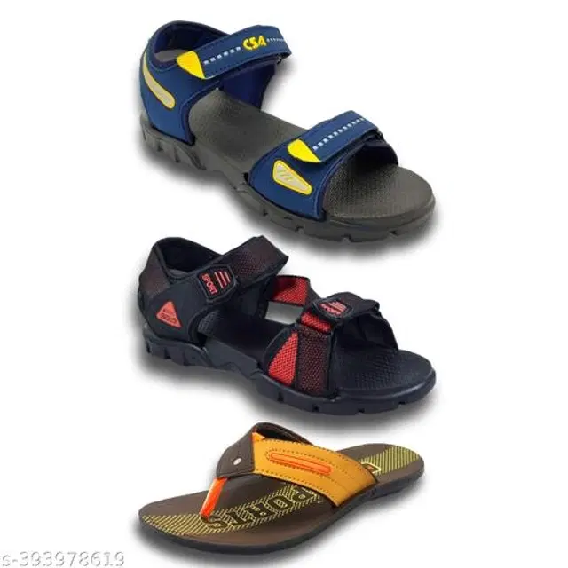 Sandals with Flipflop for Men, Pack of 3 (Multicolor, 6)