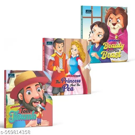 BOOKFORD Fairy Tale Shaped Board Book | Beauty and the Beast,The Princess and the Pea, and Tom Thumb  | for kids | fairy tales | story books | (Set of 3)