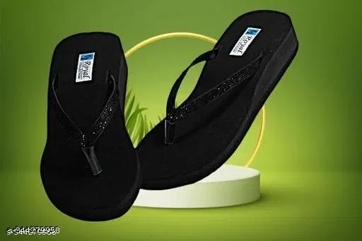 Colorblocked Thong Flip-flops for Women (Black, IND-3)