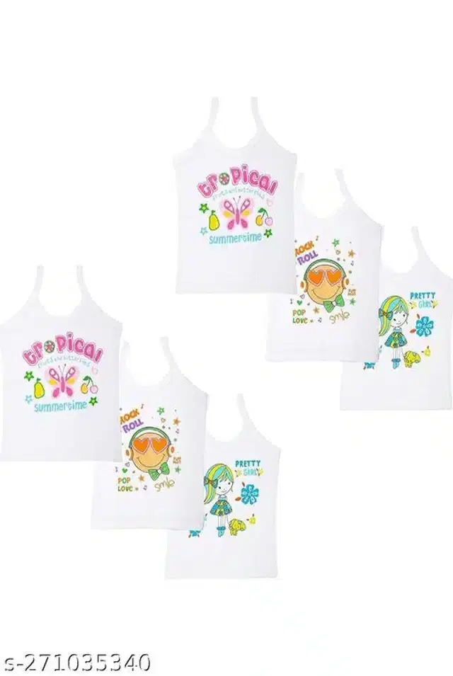Cotton Vest for Kids, Pack of 6 (White, 0-3 Months)
