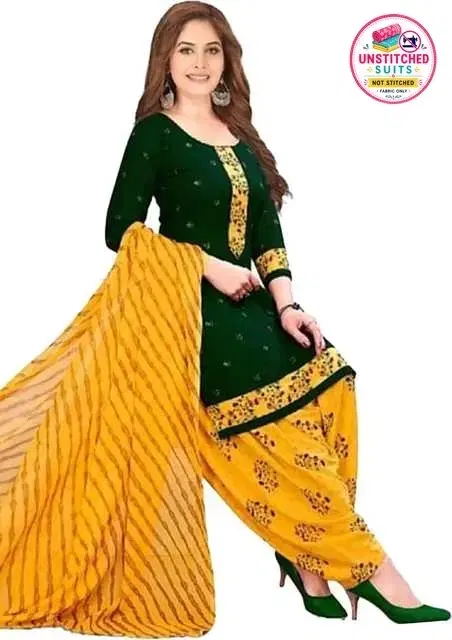 Yashika Unstitched Crepe Salwar Suit Material (Green) (Y-365)