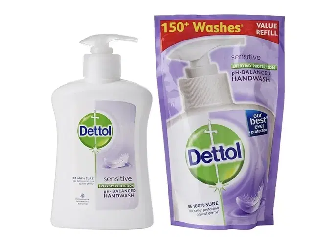 Dettol Sensitive Liquid Handwash - 200 ml  with Dettol Liquid Handwash - 175 ml (Any Variant)