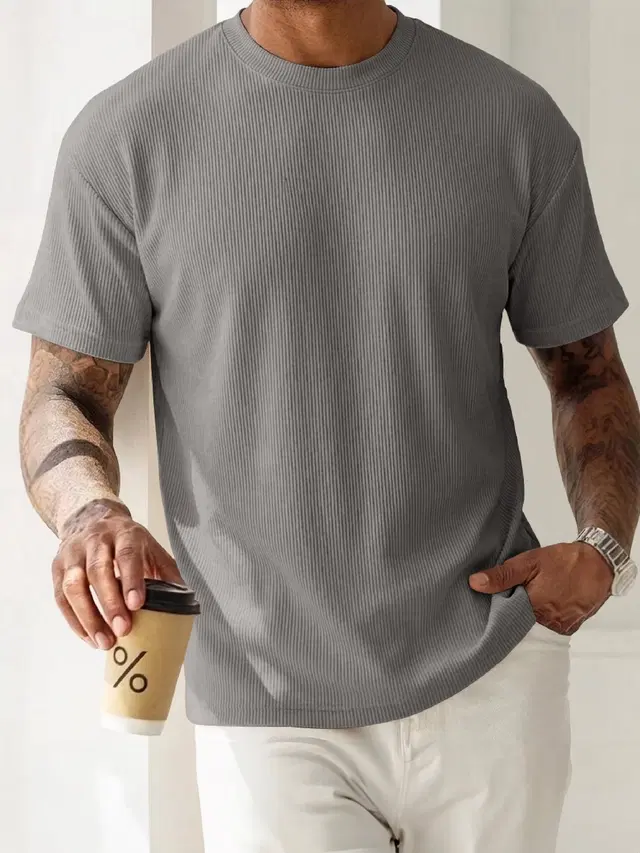 Casual T-shirt for Men (Grey, S)