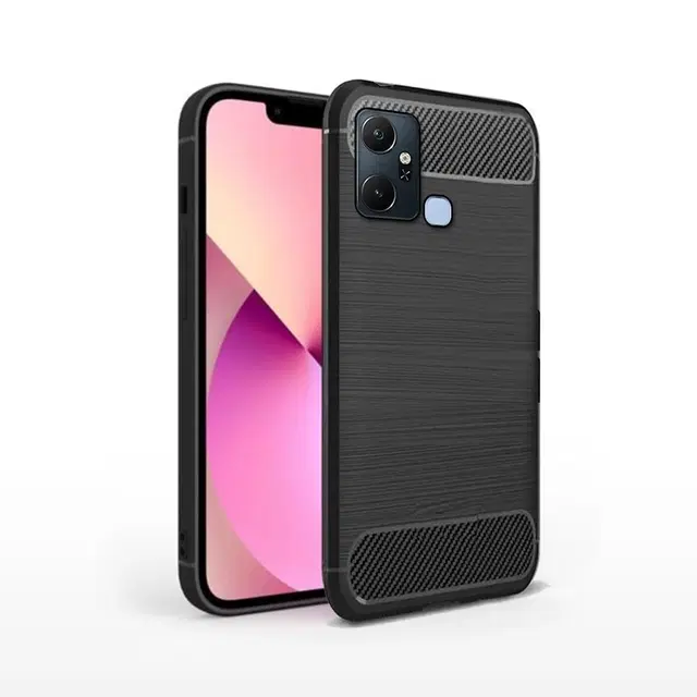 Rubber Mobile Back Cover for Infinix Smart 6 Plus (Black)
