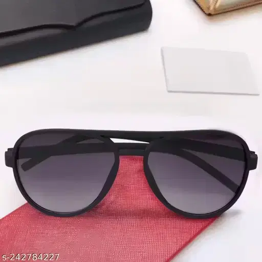 Plastic & Fiber Oval , UV Protected Mc Stan Sunglasses For Unisex, Black, Pack of 1