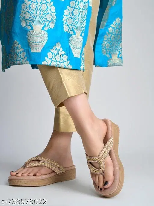 Shoetopia Pink Embellished Platform Sandals (IND-8)