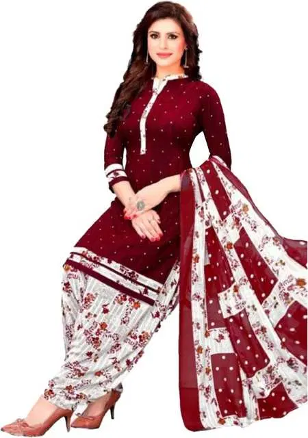 Yashika Unstitched Crepe Salwar Suit Material (Red) (Y-236)