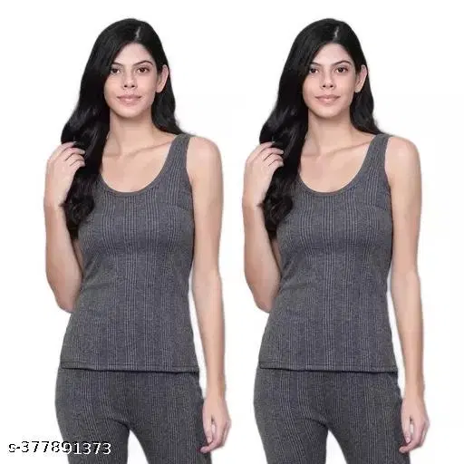 Woolen Thermal Top for Women, Pack of 2 (Dark Grey, XS)