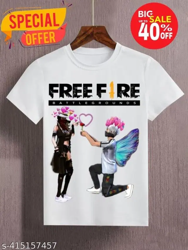 Round Neck Printed T-Shirt for Boys (White, 13-14 Years)