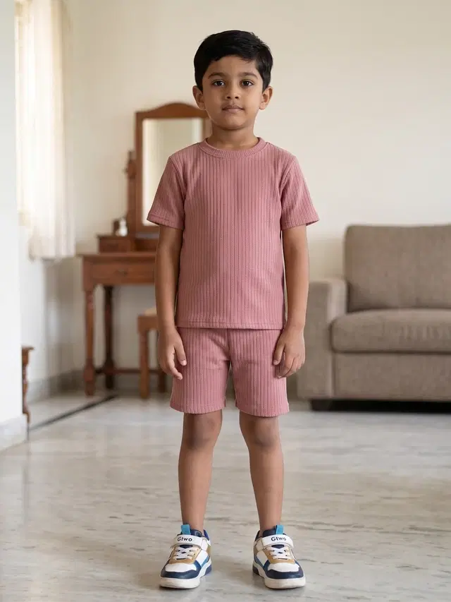 Casual Co-ord Set for Boys (Pink, 9-12 M)