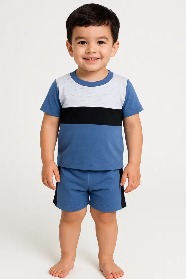 Solid Top & Bottom Set for Boys (Blue, 2-3 YR)