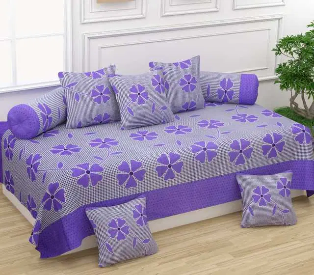 Homefab Microfiber Diwan Set, Purple, 60X88 In, HF-105