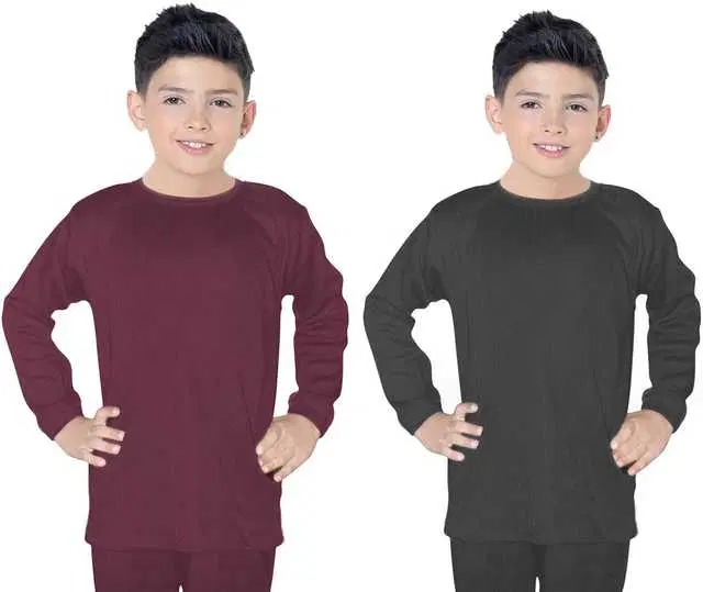 Solid Kids Boy's Thermal Top, Pack of 2 (Multicolor, 5-6 Years) (FE-16)