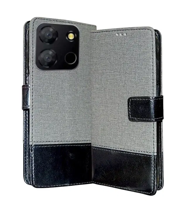 Artificial Leather Flip Cover For Itel A662L / A60 / A60S /A05S, Grey