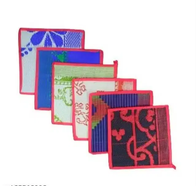 Nylon Pooja Mat, Multicolor, 16x18 inches, Pack of 6