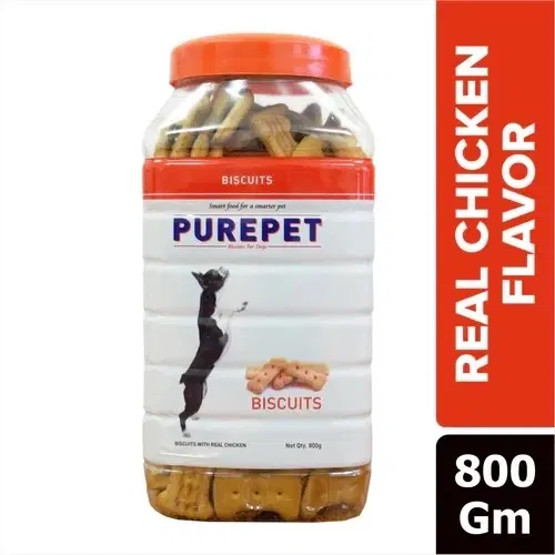 Purepet Real Chicken Biscuit,Dog Treats- Jar, 800 g