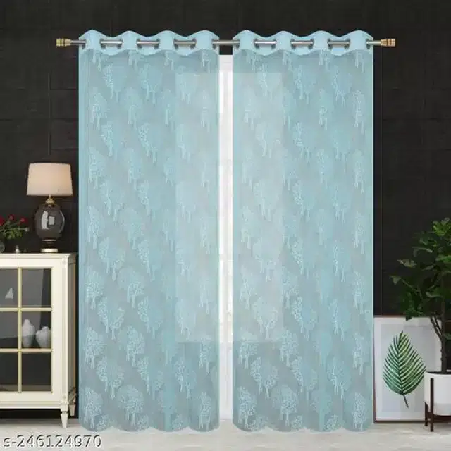 Curtains for Door, Aqua Blue, 5 Feet, Pack of 2