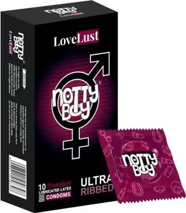 NottyBoy LoveLust Ultra Ribbed Condom, Pack of 10